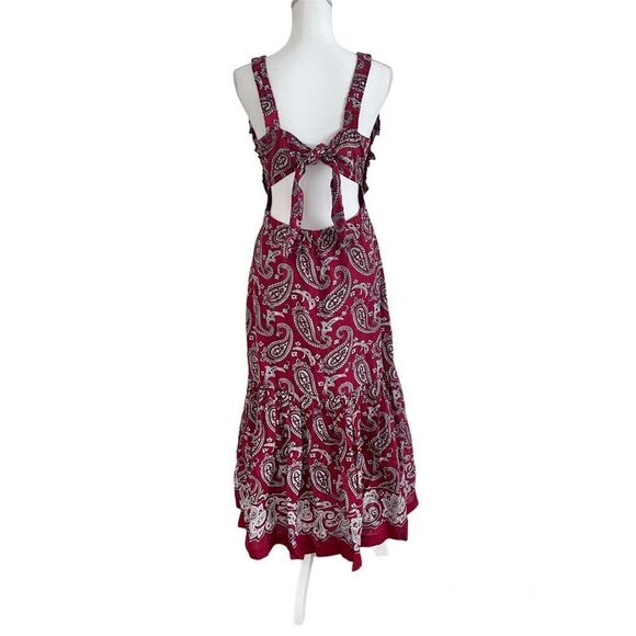 Sea New York Women's Theodora Paisley Print Apron Dress - Red Size 6 MSRP $618 - Picture 3 of 11